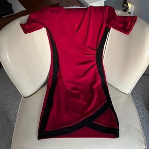 Faux wrap red dress